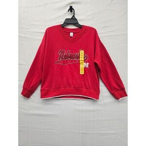 Liv Casual Nebraska Huskers NCAA Womens V-Neck Sweatshirt Pullover Red Medium